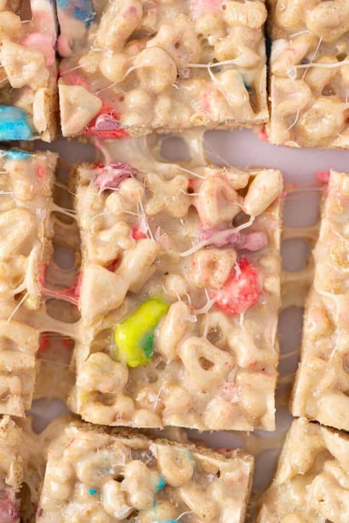 Rice krispies with lucky charms.